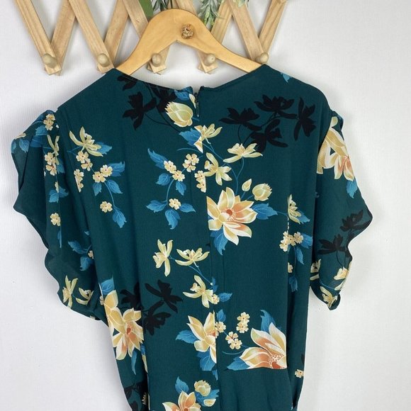 BNWT City Chic Size XL 22 Green Floral Bodysuit Pockets - Picture 11 of 13
